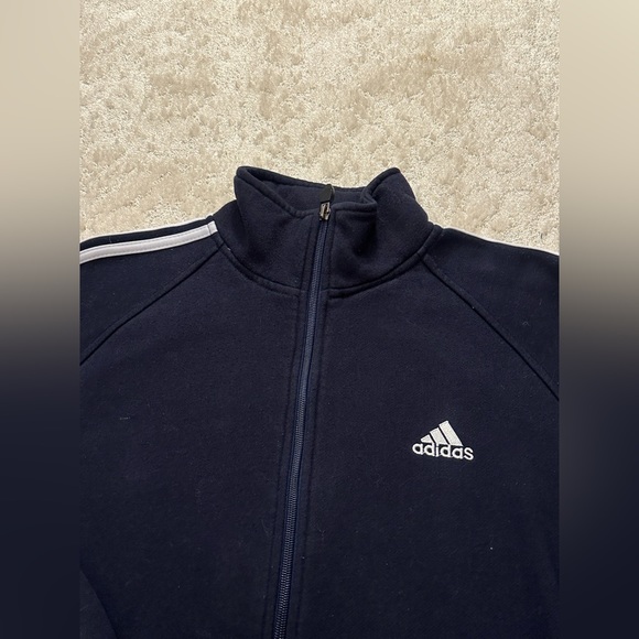 Adidas Three Stripes Sweater Jacket Navy Blue Full Zip M - Picture 4 of 11